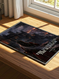 The Maiden and the Warrior watercolour book poster framed on wall – romance wall art