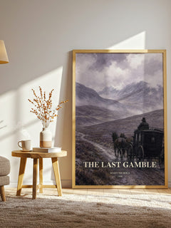 The Last Gamble watercolour print in frame leaning in hallway – romance wall art