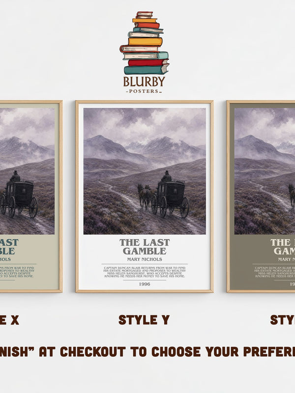 The Last Gamble bookish print in frame leaning in hallway – romance wall art