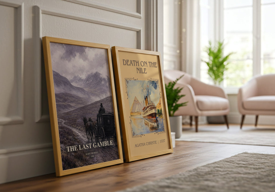 The Last Gamble watercolour print framed by window – literary home decor