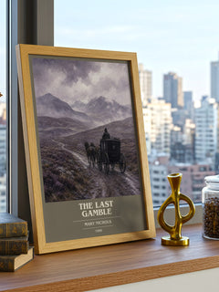 The Last Gamble book cover print framed by window – literary home decor