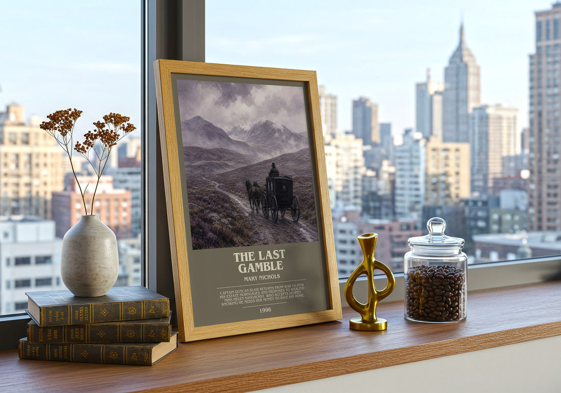 The Last Gamble bookish print framed by window – literary home decor