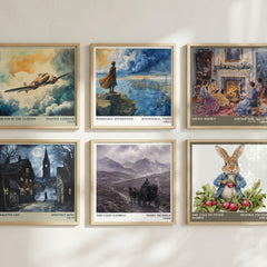 The Last Gamble Literary Art Print by Mary Nichols – square print in a six-frame gallery wall