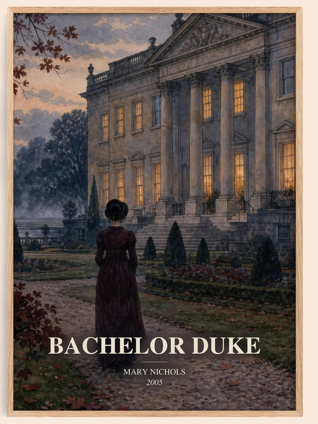 Bachelor Duke watercolour book poster by Mary Nichols – framed literary art print