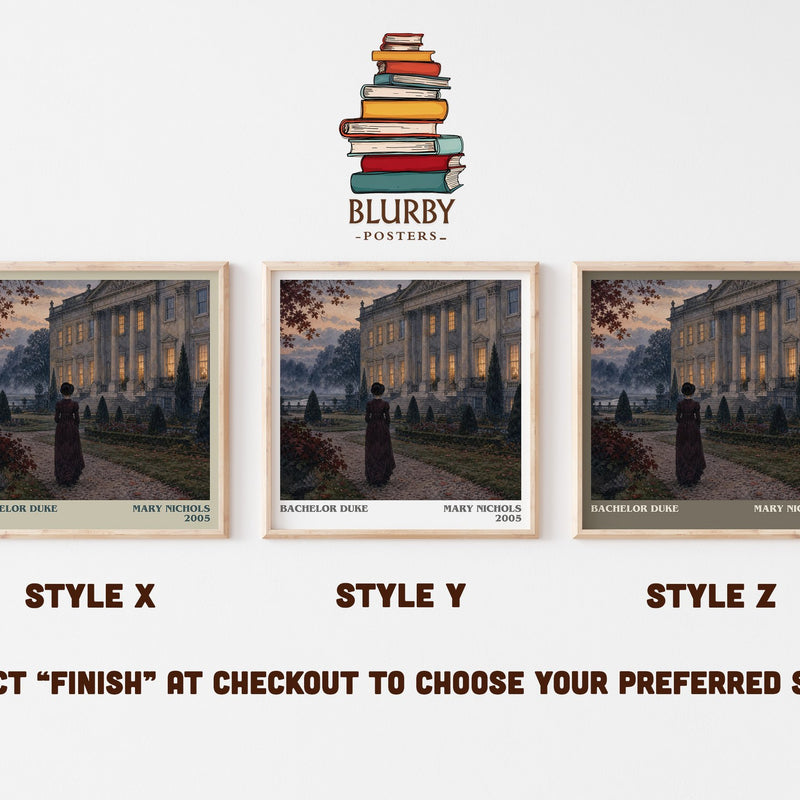 Bachelor Duke literary print in frame leaning in hallway – romance wall art
