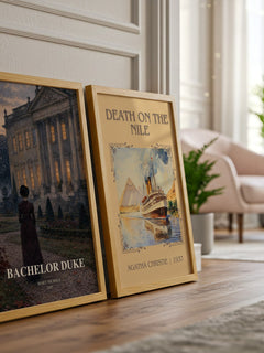 Bachelor Duke watercolour print framed by window – literary home decor