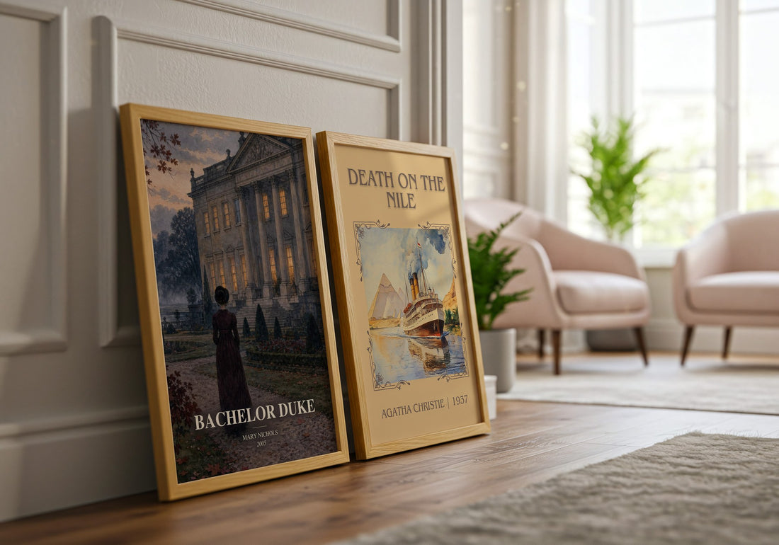Bachelor Duke watercolour print framed by window – literary home decor
