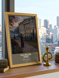 Bachelor Duke book cover print framed by window – literary home decor