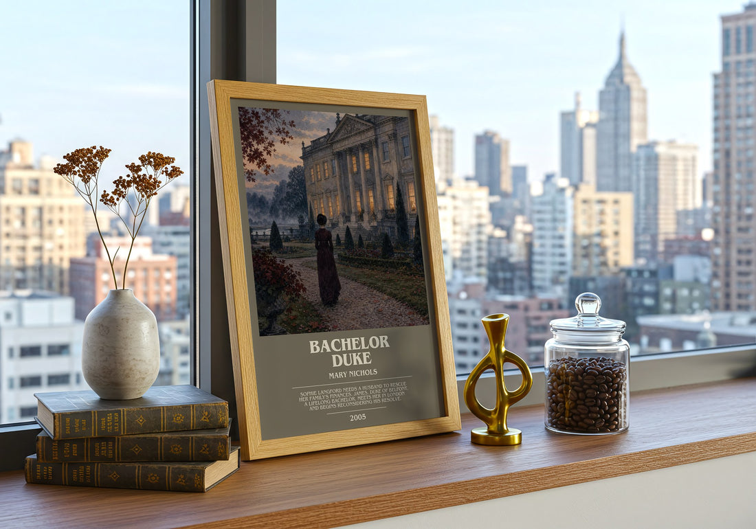Bachelor Duke bookish print framed by window – literary home decor