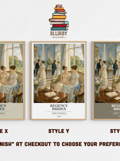 Regency Brides book cover print in frame leaning in hallway – romance wall art