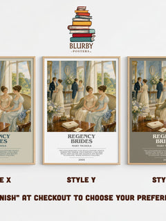 Regency Brides bookish print in frame leaning in hallway – romance wall art