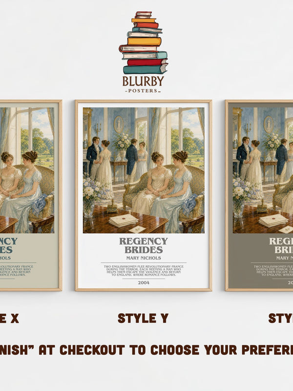 Regency Brides bookish print in frame leaning in hallway – romance wall art