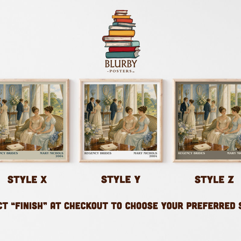 Regency Brides literary print in frame leaning in hallway – romance wall art