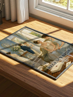 Regency Brides watercolour book poster framed on wall – romance wall art