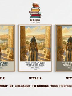 The Woman Who Would Be King book cover print in frame leaning in hallway – non fiction wall art