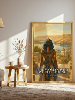 The Woman Who Would Be King watercolour print in frame leaning in hallway – non fiction wall art