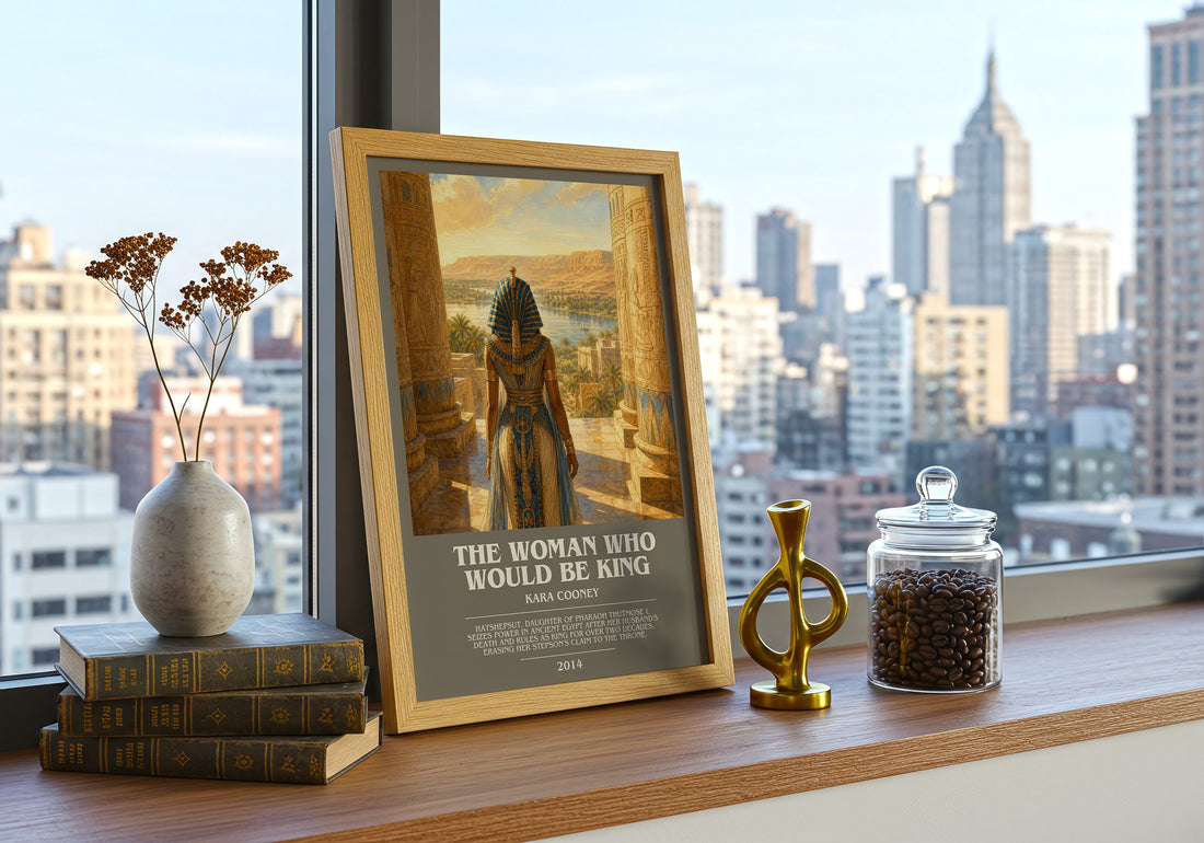 The Woman Who Would Be King bookish print framed by window – literary home decor