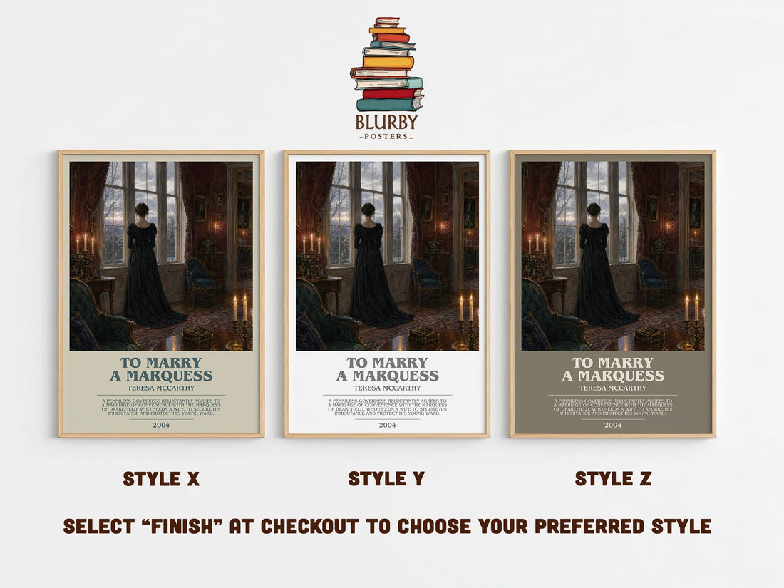 To Marry a Marquess bookish print in frame leaning in hallway – romance wall art (mockup)