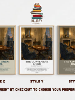 The Convenient Bride bookish print in frame leaning in hallway – romance wall art