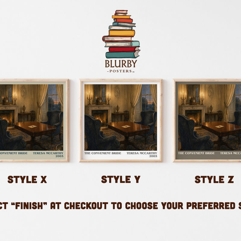 The Convenient Bride literary print in frame leaning in hallway – romance wall art