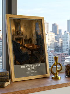 The Convenient Bride book cover print framed by window – literary home decor