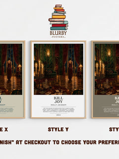 Kill Joy bookish print in frame leaning in hallway – thriller wall art