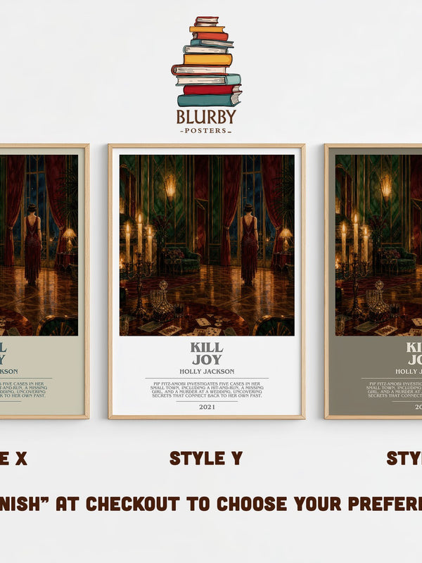 Kill Joy bookish print in frame leaning in hallway – thriller wall art
