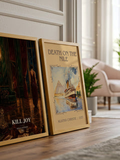 Kill Joy watercolour print framed by window – literary home decor