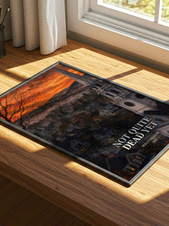 Not Quite Dead Yet watercolour book poster framed on wall – thriller wall art