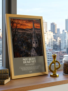 Not Quite Dead Yet bookish print framed by window – literary home decor