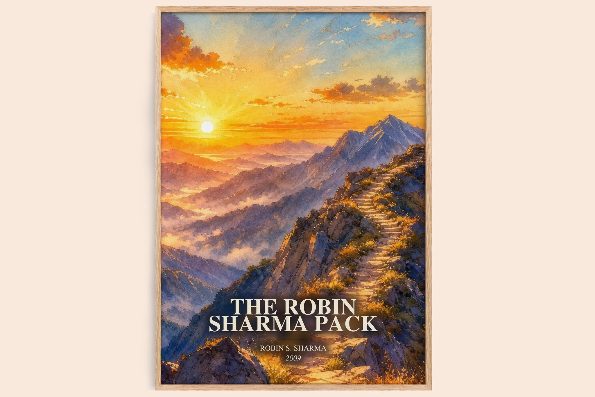 The Robin Sharma pack Book Watercolour Illustration by Robin S. Sharma