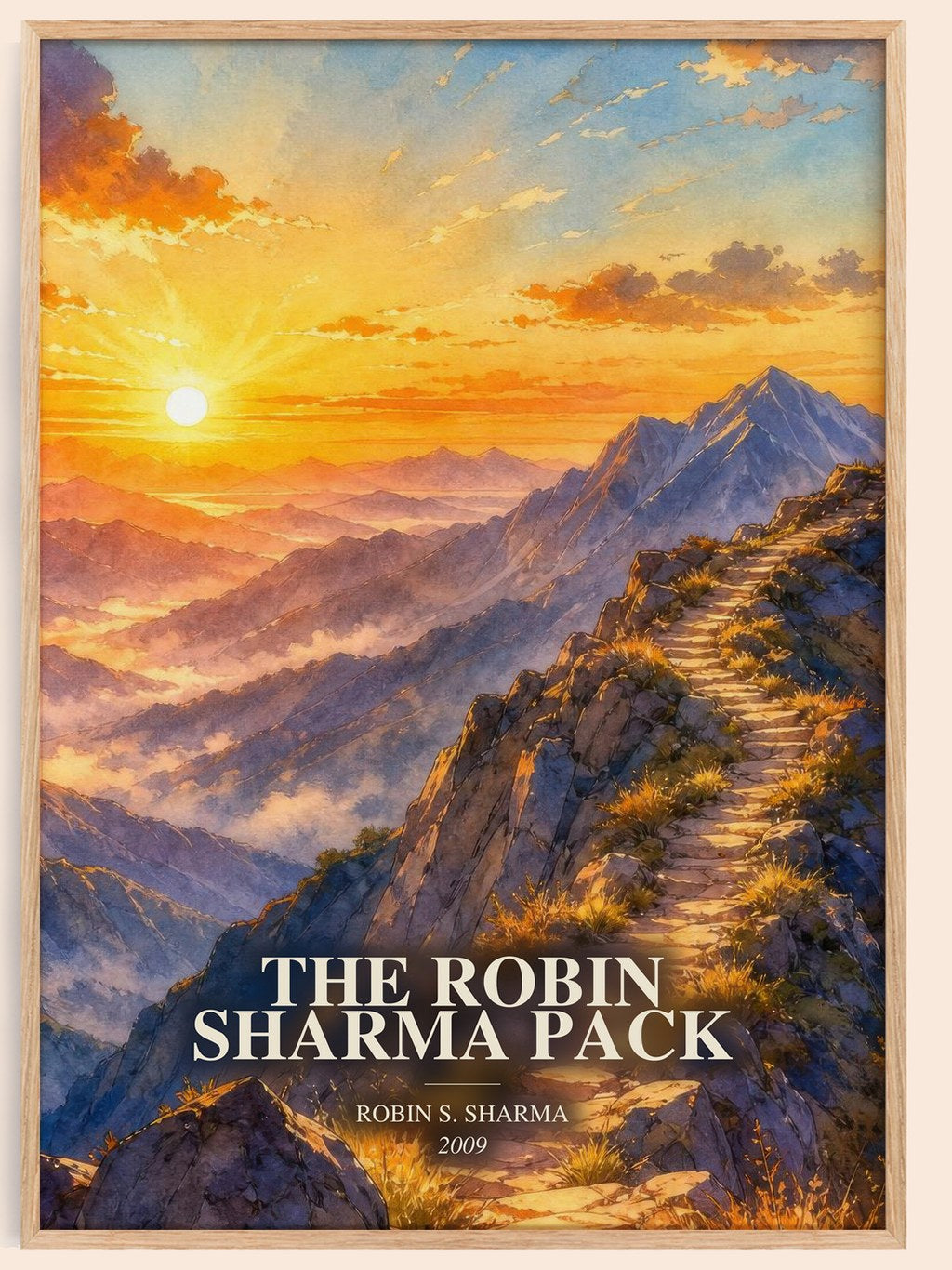The Robin Sharma pack watercolour book poster by Robin S. Sharma – framed literary art print