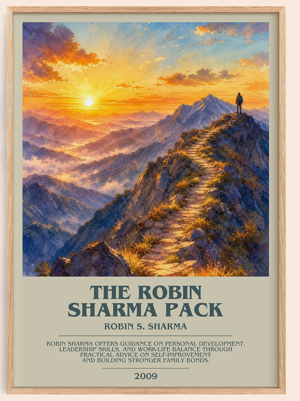 The Robin Sharma pack bookish book poster by Robin S. Sharma – framed literary art print