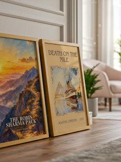 The Robin Sharma pack watercolour print framed by window – literary home decor