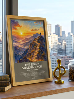 The Robin Sharma pack bookish print framed by window – literary home decor