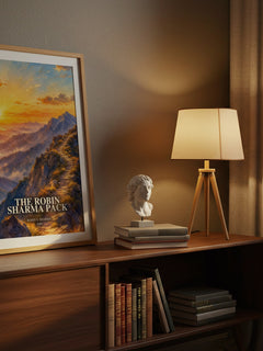 The Robin Sharma pack watercolour print on bookshelf – Robin S. Sharma fan gift