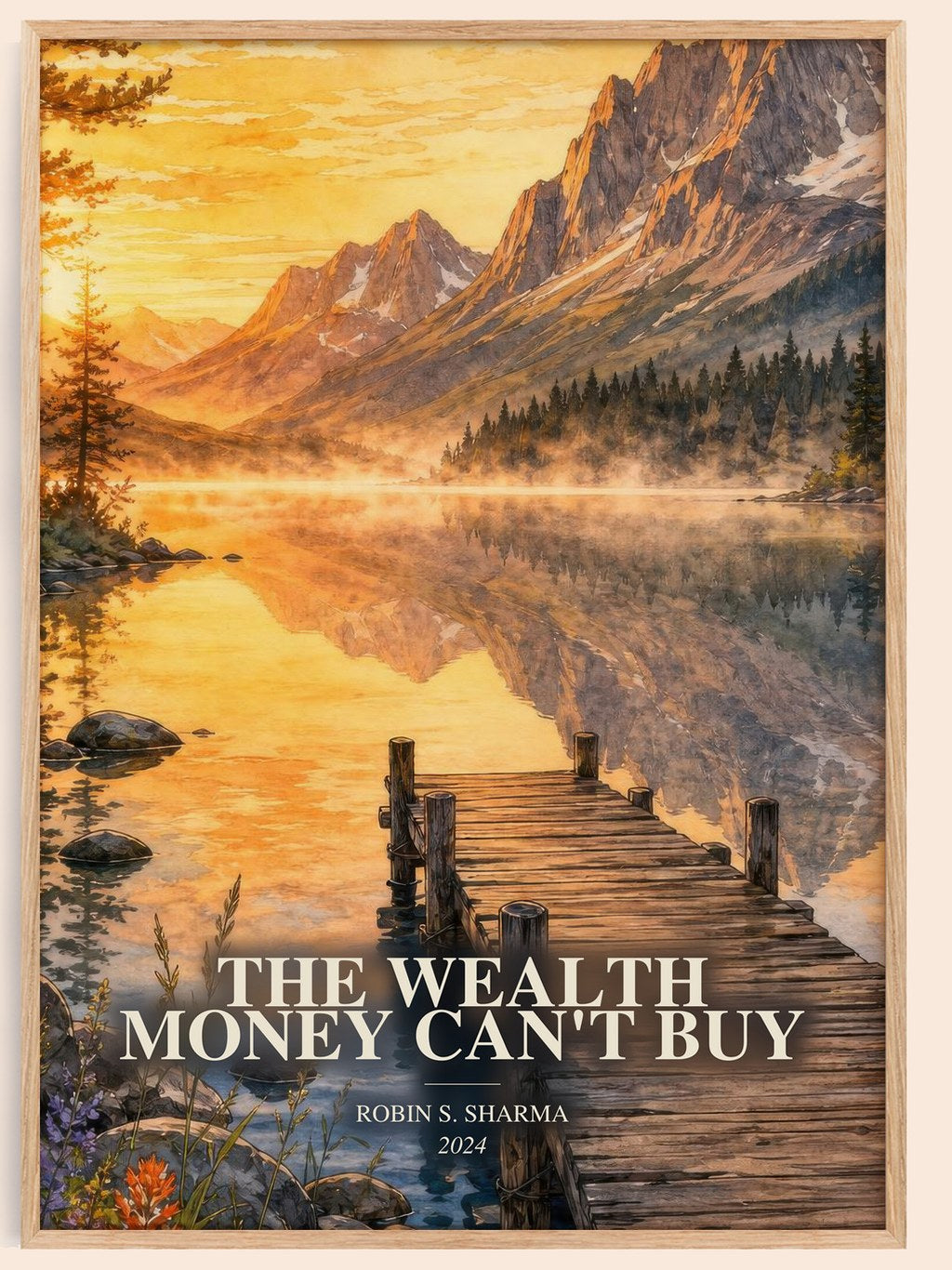 The Wealth Money Can't Buy watercolour book poster by Robin S. Sharma – framed literary art print