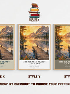 The Wealth Money Can't Buy book cover print in frame leaning in hallway – non fiction wall art