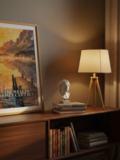 The Wealth Money Can't Buy watercolour print on bookshelf – Robin S. Sharma fan gift