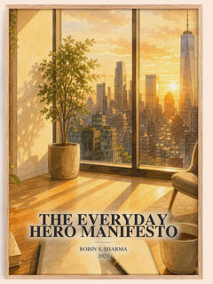The Everyday Hero Manifesto watercolour book poster by Robin S. Sharma – framed literary art print