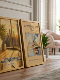 The Everyday Hero Manifesto watercolour print framed by window – literary home decor