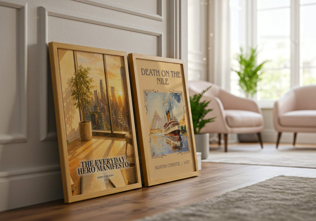 The Everyday Hero Manifesto watercolour print framed by window – literary home decor