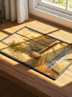 The Everyday Hero Manifesto watercolour book poster framed on wall – non fiction wall art