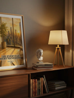 The Everyday Hero Manifesto watercolour print on bookshelf – Robin S. Sharma fan gift