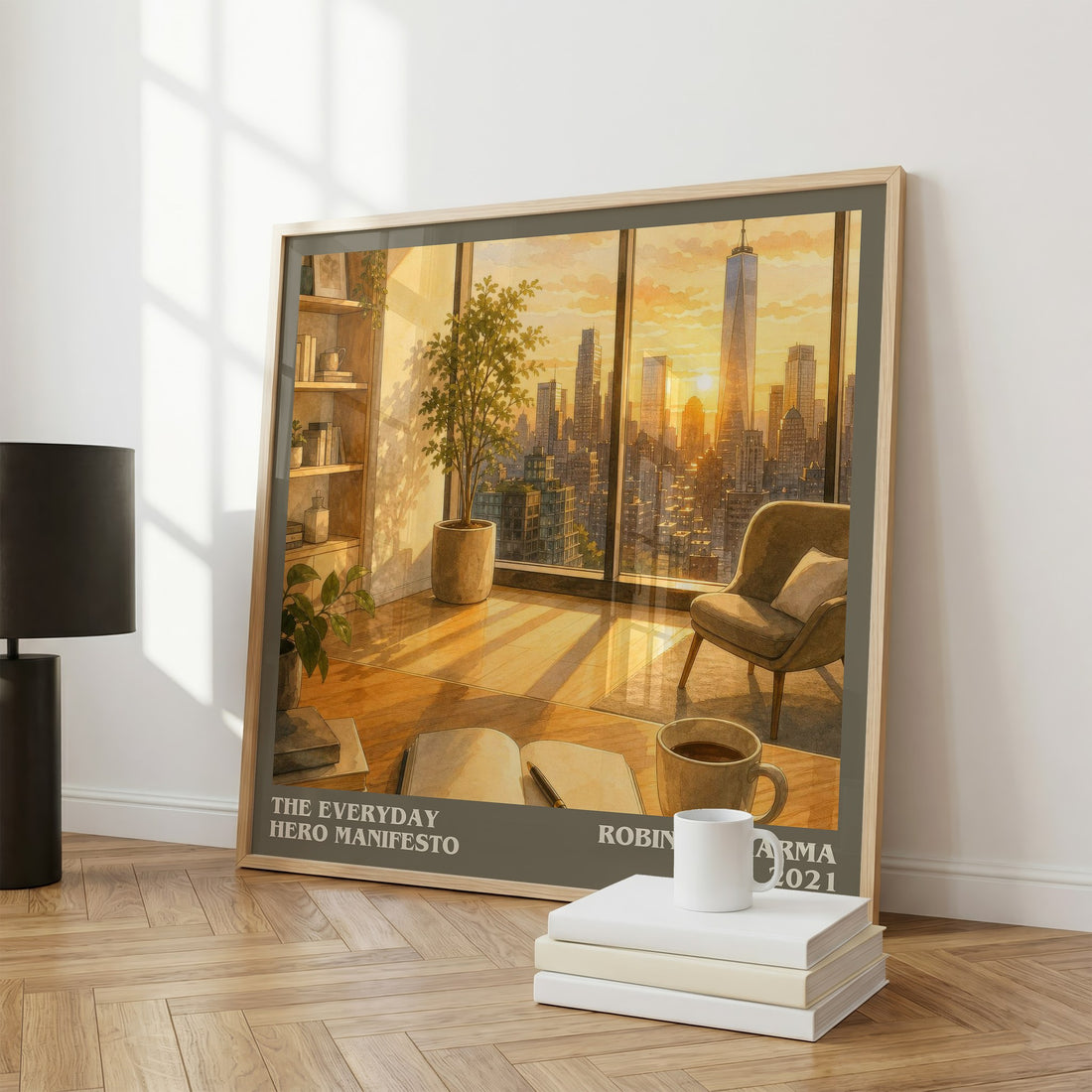 The Everyday Hero Manifesto literary print framed by window – literary home decor
