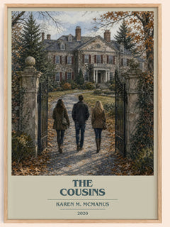 The Cousins book cover book poster by Karen M. McManus – framed literary art print