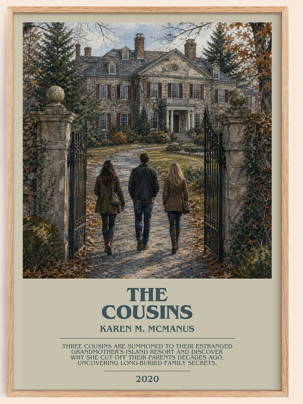 The Cousins bookish book poster by Karen M. McManus – framed literary art print
