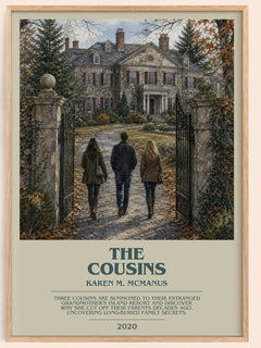 The Cousins bookish book poster by Karen M. McManus – framed literary art print