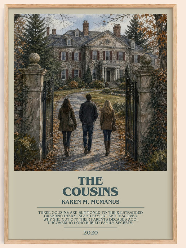 The Cousins bookish book poster by Karen M. McManus – framed literary art print