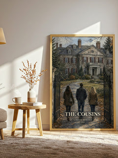 The Cousins watercolour print in frame leaning in hallway – young adult wall art